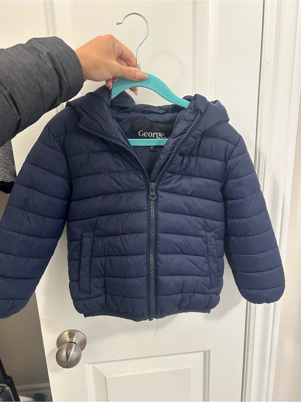 George Navy Hooded Puffer Coat for Kids